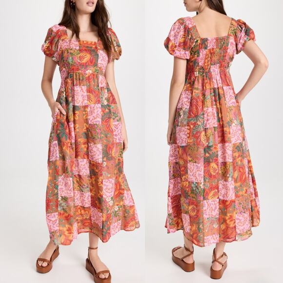 Banjanan Dragon Maxi Dress S/M Patchwork Floral Colorful 100% Cotton Boho India - Picture 3 of 14